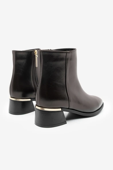 Potinonline K9711 Kadın Metal Ökçe Kalın Topuklu Bot - 8