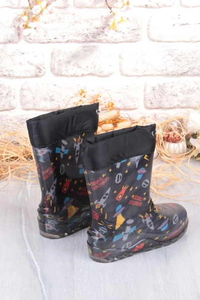 Fort 7061 Siyah Füze İçi Peluşlu Su Geçirmez Erkek Çocuk Kar Yağmur Çizmesi - Resim 4