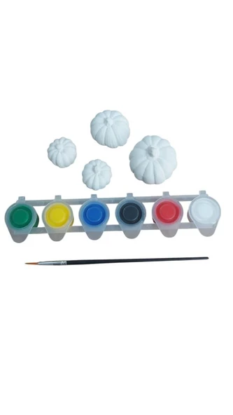 Ehobici Taş Boyama Seti Bal Kabağı 6 Renk Akrilik Boya 5ml + Fırça - 4