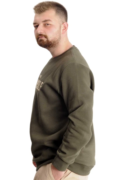 Mode XL Büyük Beden Erkek Sweat BisYaka Do İt Yourself 23168 Haki - Resim 2