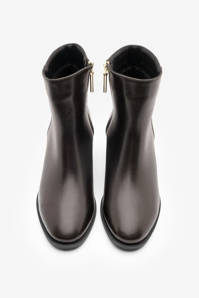 Potinonline K9711 Kadın Metal Ökçe Kalın Topuklu Bot - 9