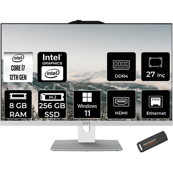 Msı Modern AM272P Intel Core I7 1255U 8gb 256GB SSD 27" Fhd Windows 11 Home All In One Bilgisayar & Per4 USB Bellek 12M1209TRP351 ürün görseli