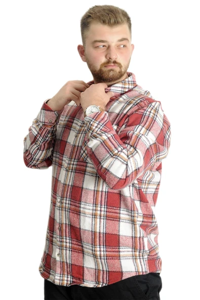 Mode XL Büyük Beden Erkek Gömlek Tek Cep Oduncu 21394 Lacivert-Hardal - Resim 2