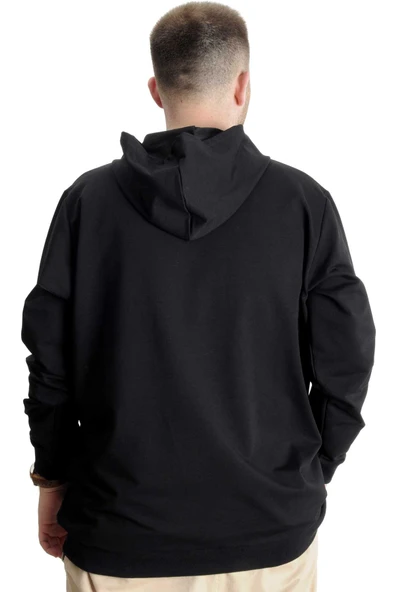 Mode XL Büyük Beden Erkek Sweat Fermuarlı Mıstıka 23166 Siyah - Resim 4