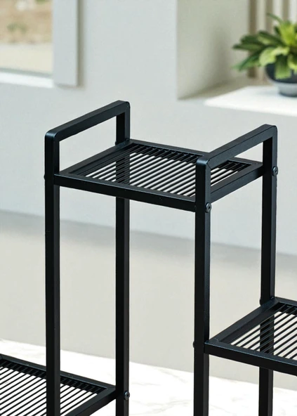 DEKORATİF METAL 6 RAFLI SAKSILIK KATLI DİKEY SAKSI STANDI ÇİÇEKLİK BAHÇE VE BALKON DEKORU GARDEN - 4