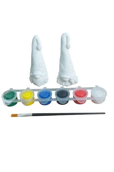 Ehobici Taş Boyama Seti Gnome Cüceler 6 Renk Akrilik Boya 5ml + Fırça - 2
