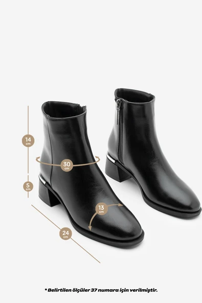 Potinonline K9711 Kadın Metal Ökçe Kalın Topuklu Bot - 6