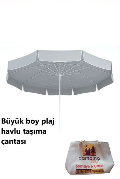 Zey Camping 200cm plaj balkon deniz semşiyesi +tasıma cantası + plaj çantası