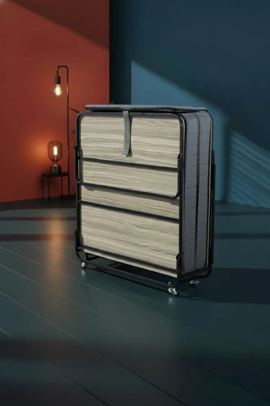 Niron Bonbon Katlanır Yatak | 90x200 cm | Metal Karyola, Kapitoneli Metal Başlık, 14 cm Sünger Yatak - Resim 2