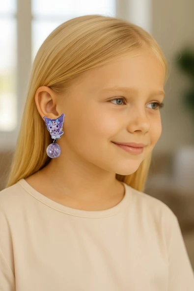 Kuromi Deliksiz Kıstırmalı Küpe - 2