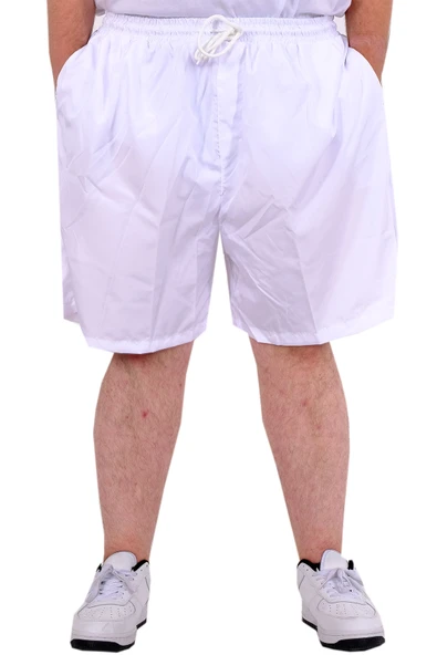 Mode XL Büyük Beden Erkek Deniz Şortu WHITE LINE 21451 Beyaz ürün görseli 1