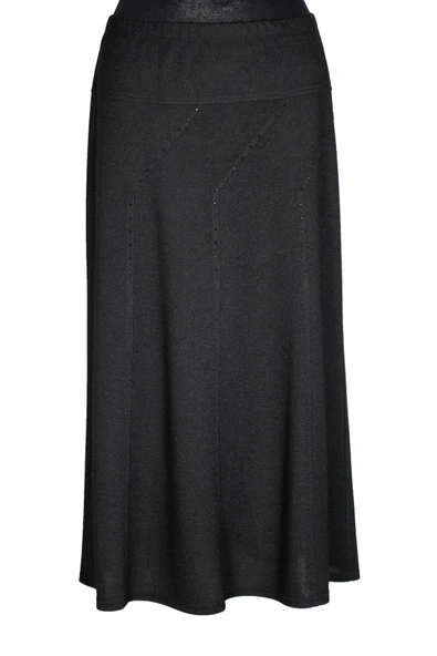 Hesna Kadın Seher Kışlık Büyük Beden Taşlı Astarsız Latikli Siyah Etek ürün görseli 1