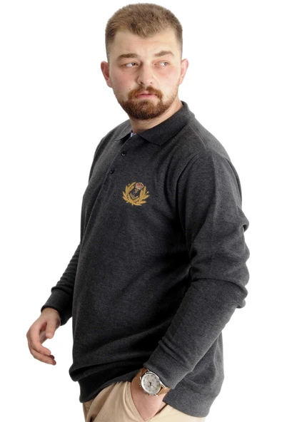 Mode XL Büyük Beden Sweat Selanik Crown Of A King 23447 Antramelanj - Resim 2