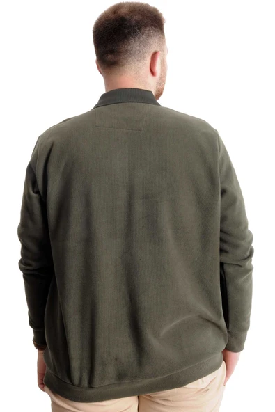 Mode XL Büyük Beden Sweat Selanik Crown Of A King 23447 Haki - Resim 4