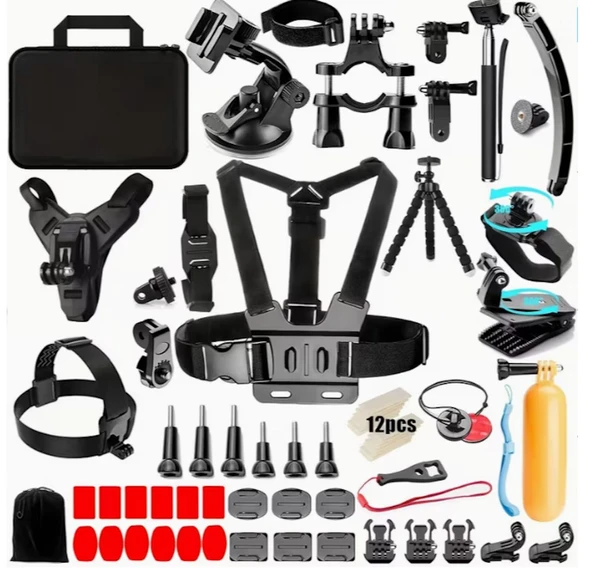 70 Parça Aksiyon Kamera Aksesuar Seti –  Çok Amaçlı Profesyonel Kit