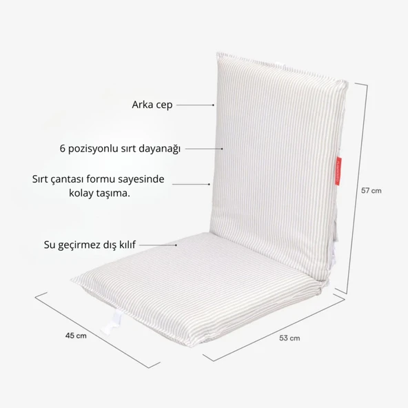 Flamingueo Nelson Katlanır 6 Pozisyonlu Plaj Koltuğu Bej - 2