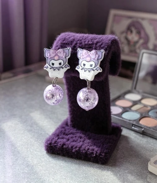 Kuromi Deliksiz Kıstırmalı Çocuk Küpe - 3