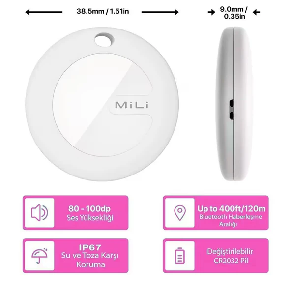 Mili Mi Tag iOS Uyumlu Akıllı Takip Cihazı Beyaz - 3