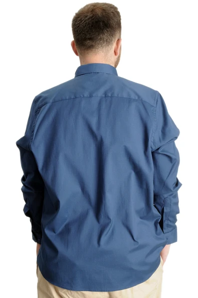 Mode XL Büyük Beden Erkek Gömlek U.Kol Cepli Oxford 20366 Parlement - Resim 4