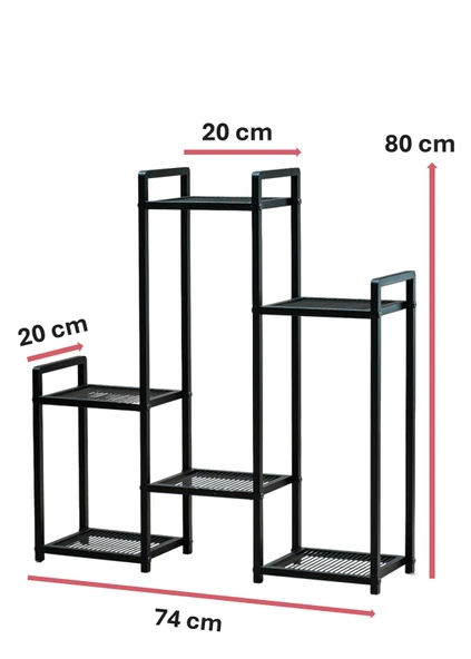 DEKORATİF METAL 6 RAFLI SAKSILIK KATLI DİKEY SAKSI STANDI ÇİÇEKLİK BAHÇE VE BALKON DEKORU GARDEN - 5
