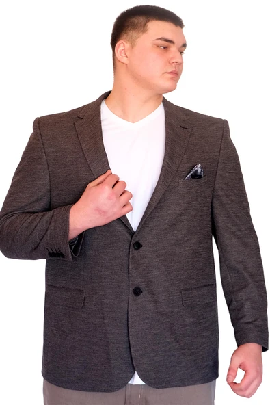 Mode XL Büyük Beden Erkek Klasik Blazer Ceket BRITANYA 23028 FUME - 5