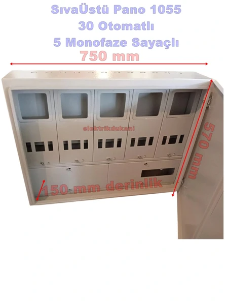 ÖZPA 1055 Sıva Üstü 5 Monofaze Sayaçlı 30 Otomatlı Elektrik Panosu IP40 S. Ü. - 2