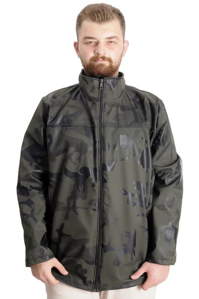 Mode XL Büyük Beden Erkek Mont Waterproof Softshell 23232 Haki