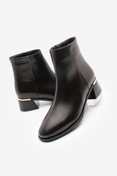 Potinonline K9711 Kadın Metal Ökçe Kalın Topuklu Bot - 7