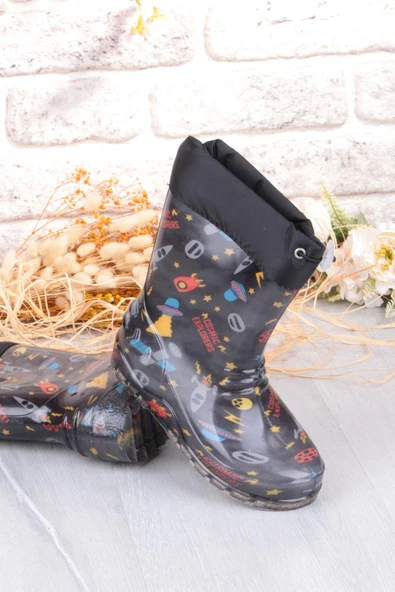 Fort 7061 Siyah Füze İçi Peluşlu Su Geçirmez Erkek Çocuk Kar Yağmur Çizmesi - Resim 5