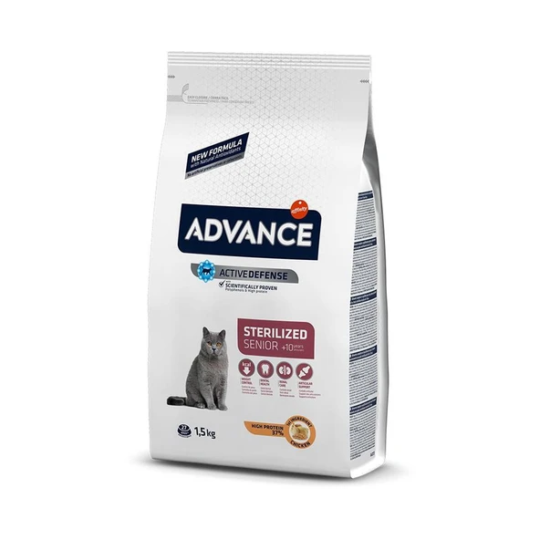 Advance sterilised senior 1,5kg +10 yaş kedi maması ileri yaş ve kısır kediler için ageing ürün görseli 1