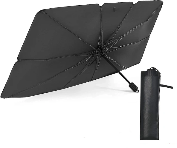 Oto Araba Güneşlik Şemsiye Tip Ön Cam Güneş Önleyici Katlanabilir 140cm X 75cm - 3