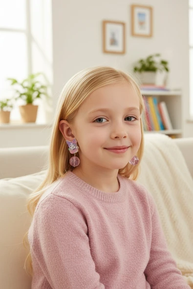 Kuromi Deliksiz Kıstırmalı Çocuk Küpe - 3