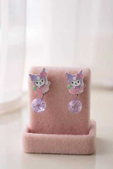 Kuromi Deliksiz Kıstırmalı Çocuk Küpe - 4