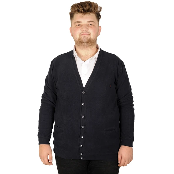 Mode XL Büyük Beden Erkek Hırka Vanize Selanik Düğmeli 20548 Lacivert ürün görseli