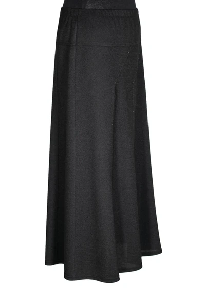 Hesna Kadın Seher Kışlık Büyük Beden Taşlı Astarsız Lastikli Siyah Etek - Resim 2