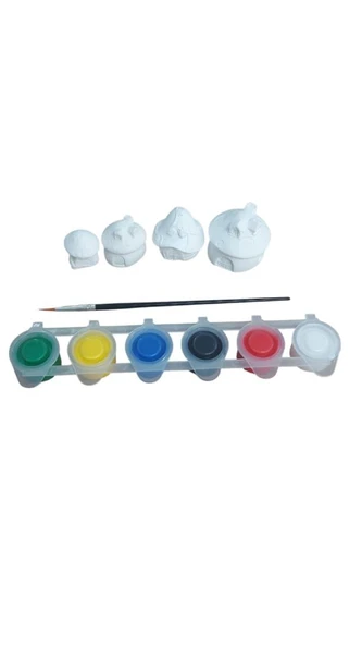 Ehobici Taş Boyama Seti Mantar Evler 6 Renk Akrilik Boya 5ml + Fırça - 5