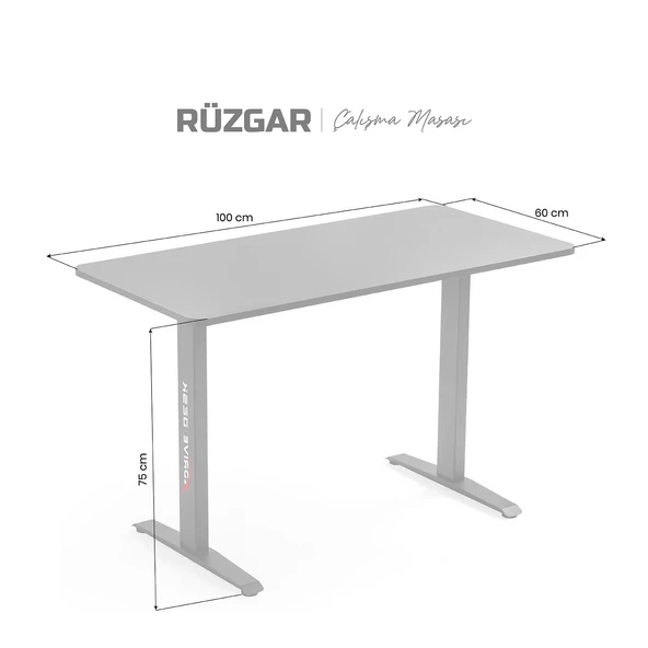 xDrive Rüzgar Çalışma Masası Siyah (100x60) - Resim 3