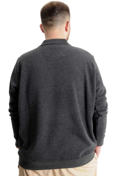 Mode XL Büyük Beden Sweat Selanik Crown Of A King 23447 Antramelanj - Resim 4