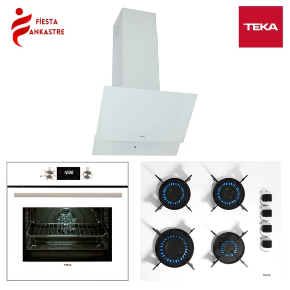 TEKA CHEF 6 BEYAZ ANKASTRE SET ( HAK 625 WH FIRIN + GBE 64002 WH OCAK + ATV 60 WH DAVLUMBAZ ) ürün görseli