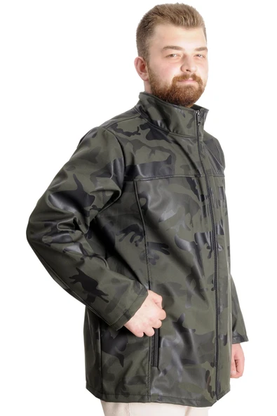 Mode XL Büyük Beden Erkek Mont Waterproof Softshell 23232 Haki - 3