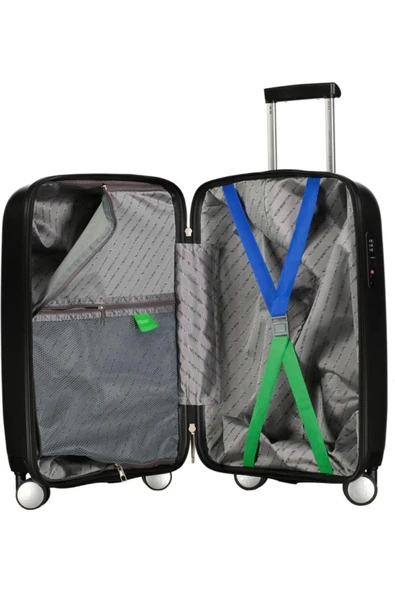 Benetton Polipropilen Kırılmaz 3'lü Valiz Seti Siyah BNT1000 - Resim 5