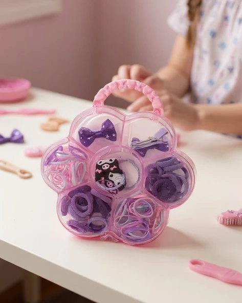 Kuromi Kutulu Kız Çocuk Toka Set - 100 Adet