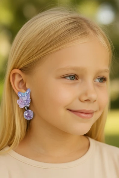 Kuromi Deliksiz Kıstırmalı Çocuk Küpe - 2