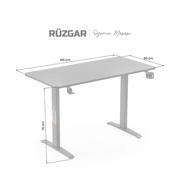 xDrive Rüzgar Oyuncu Masası Siyah (100x60) - Resim 4