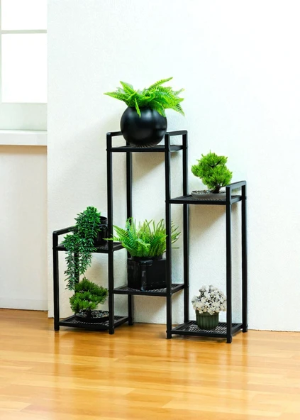 DEKORATİF METAL 6 RAFLI SAKSILIK KATLI DİKEY SAKSI STANDI ÇİÇEKLİK BAHÇE VE BALKON DEKORU GARDEN - 6
