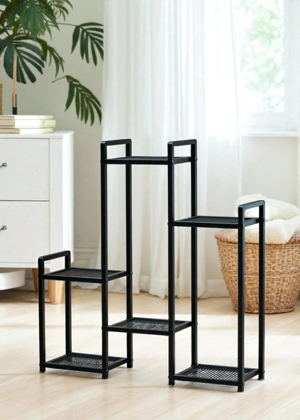 DEKORATİF METAL 6 RAFLI SAKSILIK KATLI DİKEY SAKSI STANDI ÇİÇEKLİK BAHÇE VE BALKON DEKORU GARDEN - 8