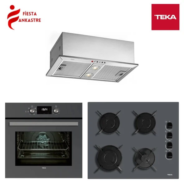 TEKA ANKASTRE GRİ SET 7 [ HAK 625 ST FIRIN + GBE 64002 ST ANKASTRE OCAK + GFH 55 GÖMÜLEBİLİR ASPİRATÖR ] ürün görseli