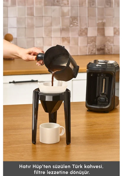 Karaca Hatır Hüp 2 in 1 Türk Kahve Makinesi / Filtre Kahve Makinesi 5 Fincan Kapasiteli Black - Resim 3