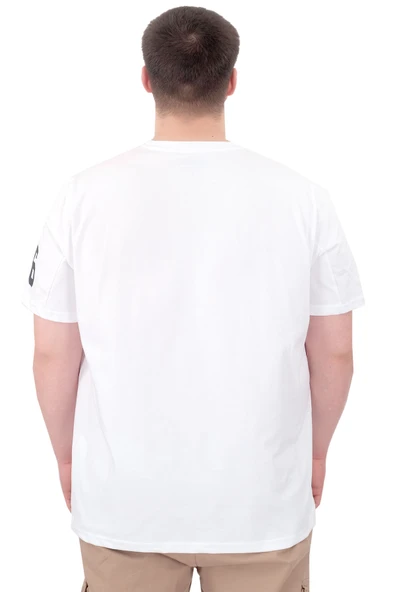 Mode XL Büyük Beden Erkek Baskılı T-Shirt Los Angeles U25031 Beyaz - Resim 4