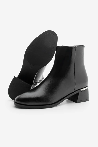 Potinonline K9711 Kadın Metal Ökçe Kalın Topuklu Bot - 5